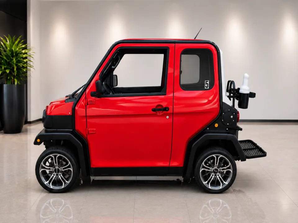 Cart 5, a red golf cart